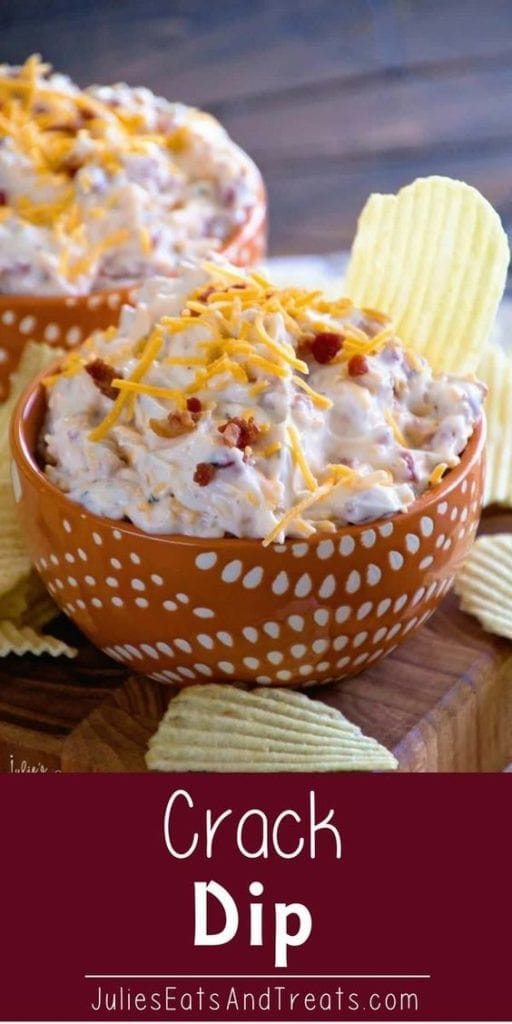 Crack dip in an orange bowl with potato chips