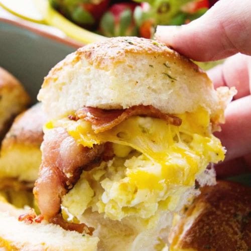 Cheesy Bacon Egg Breakfast Sliders Julie S Eats Treats