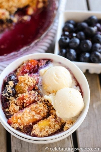 Blueberry Peach Crisp - Celebrating Sweets