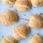 Eight buffalo chicken crescent puffs on a counter