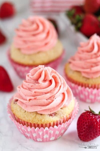 Strawberry Cupcakes - Celebrating Sweets