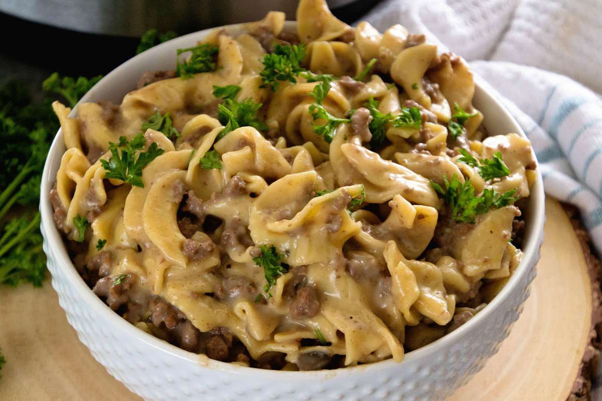 Instant Pot {Pressure Cooker} Hamburger Stroganoff ~ Our Favorite Meal Now in the Instant Pot! Only One Dish to Clean and You Have an Easy Dinner Recipe!