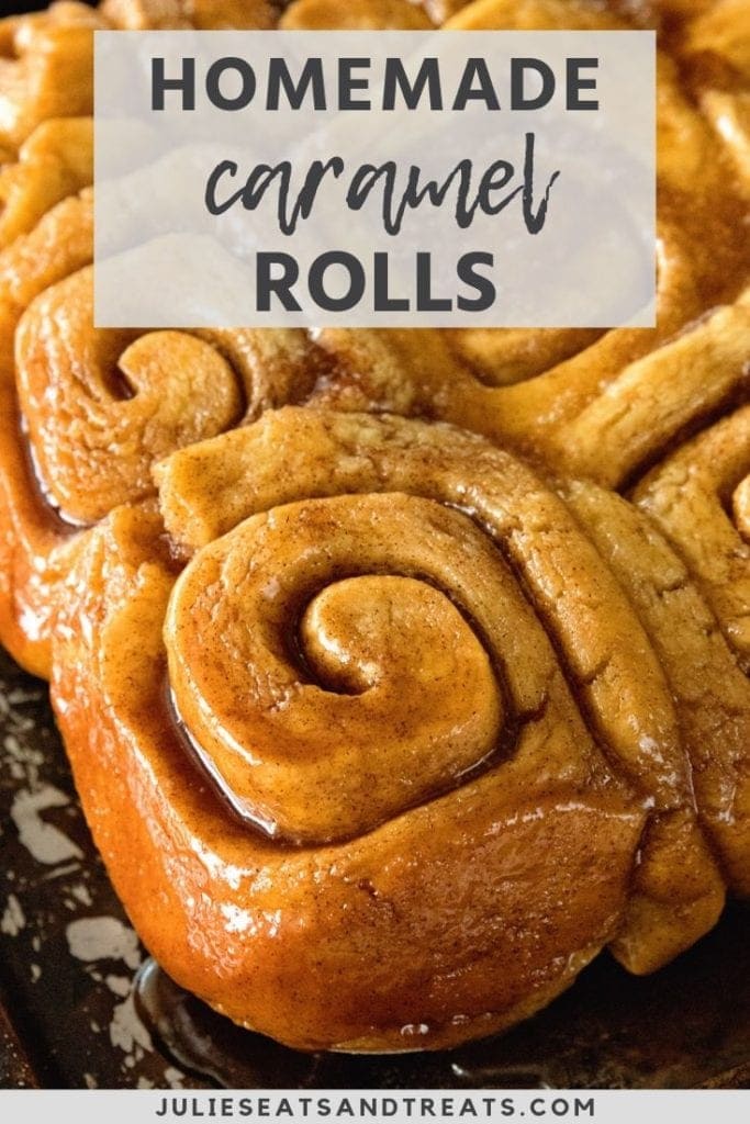 Caramel rolls on a baking sheet