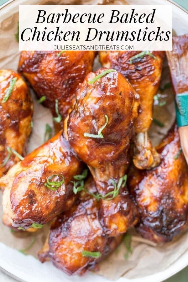 Barbecue baked chicken drumsticks on a plate