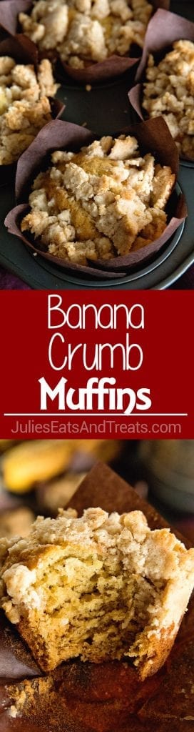 Banana Crumb Muffins ~ Delicious, Homemade Banana Muffins Loaded with a Amazing Crumb Topping! Perfect for an Breakfast!