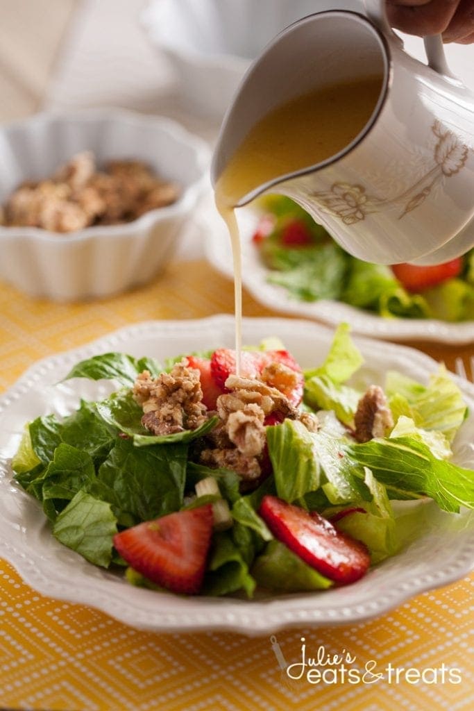 Strawberry Romaine Salad with the most delicious Italian orange dressing! This is your new favorite salad!