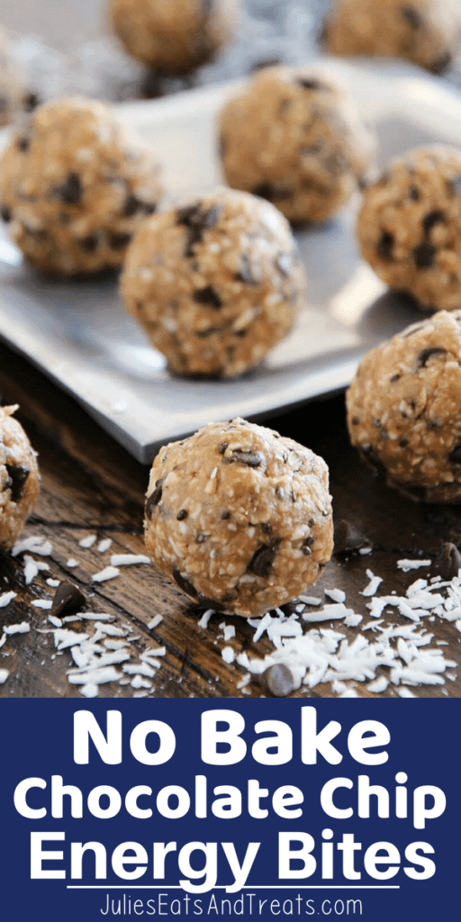 Energy Bites on a white plate and on a table with coconut flakes