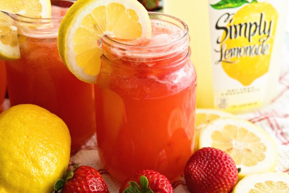 Sparkling Strawberry Lemonade ~ Quick, Easy, Refreshing Lemonade for those Hot Summer Nights! Only 3 Ingredients and You Will Be Sipping this Amazing Strawberry Lemonade!