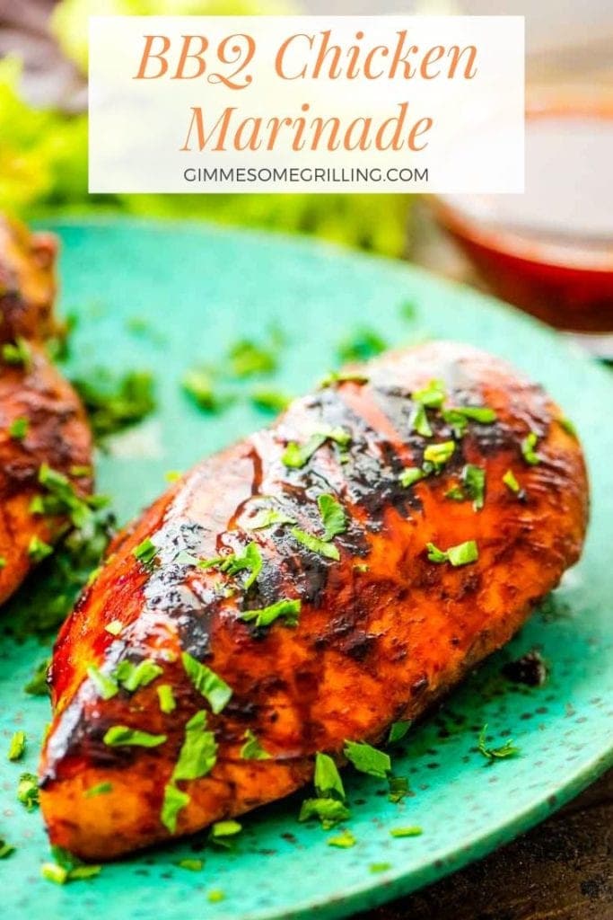 BBQ Chicken breasts on blue plate