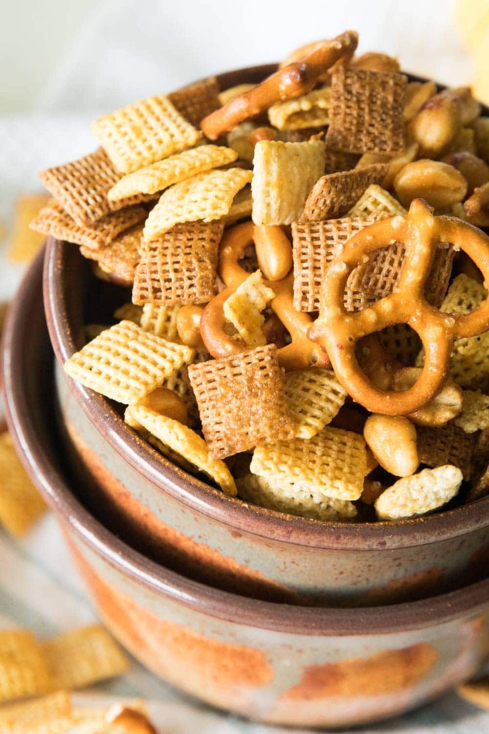 Honey Mustard Homemade Snack Mix ~ Slightly, Sweet and Salty Homemade Snack Mix Flavored with the Perfect Amount of Honey Mustard! One of the Best Snack Mix Recipes!