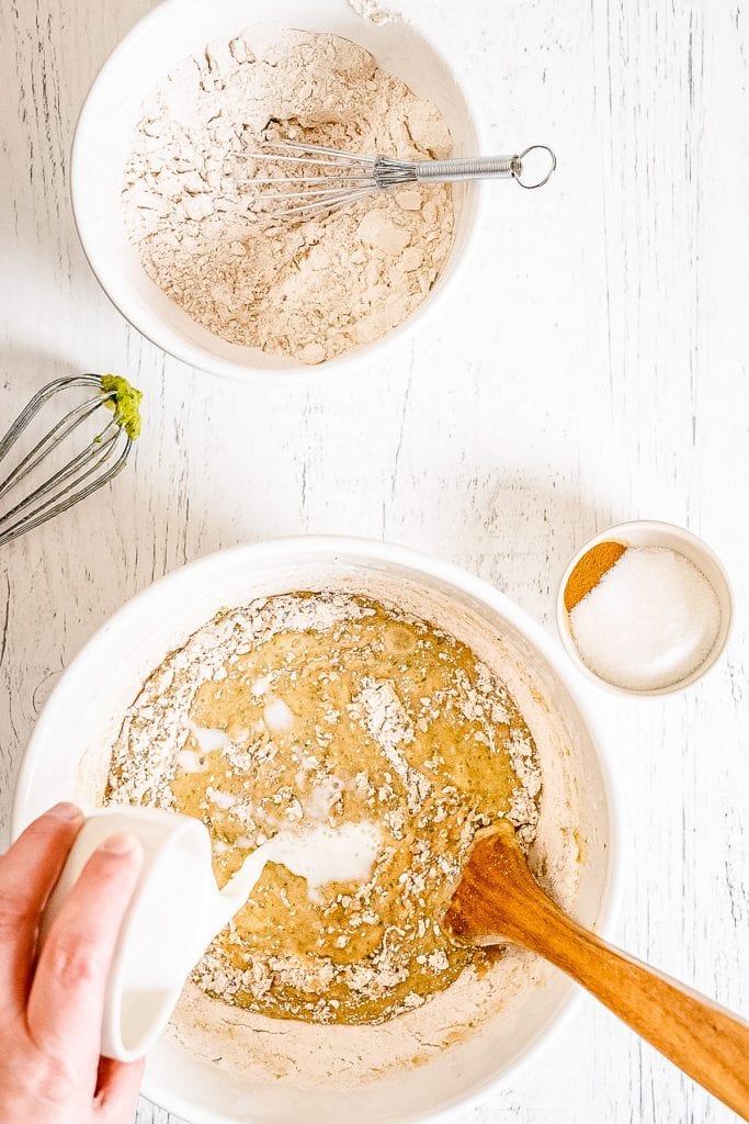 Add milk to batter of zucchini bread