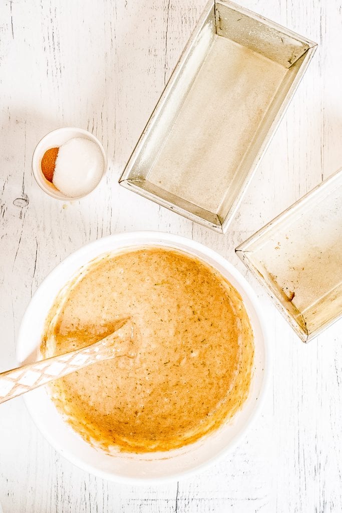 Mixed Zucchini Bread batter in bowl