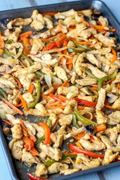 Chicken and vegetable fajitas