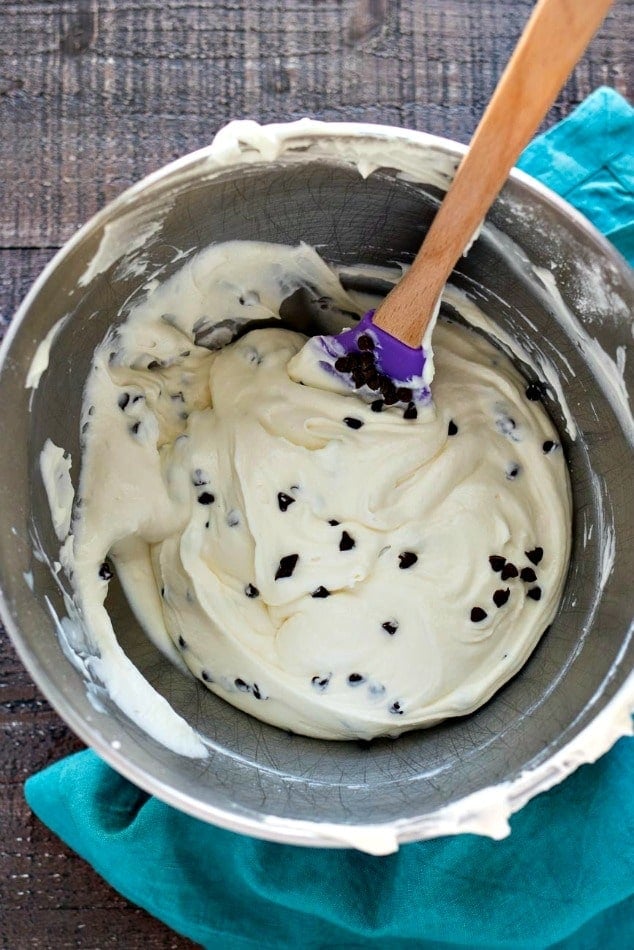 Mixing bowl of cannoli dip