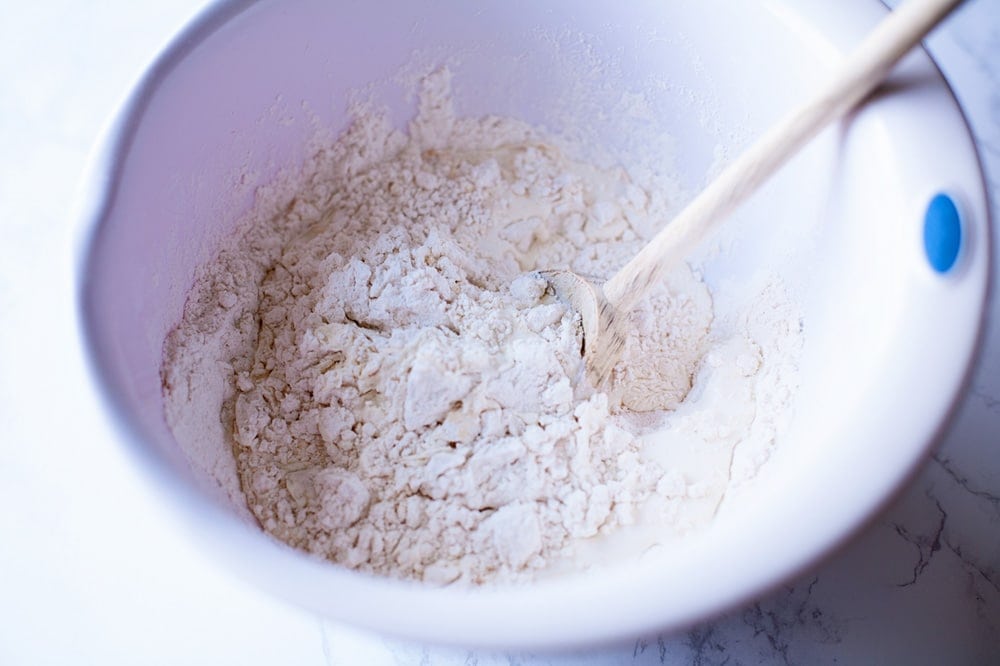 Mix homemade scones ingredients until just combined!