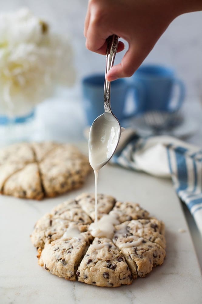 Toffee Chocolate Chip Scones ~ Make Your Own Tender, Sweet, Homemade Scones loaded with Chocolate Chips and Toffee at Home! Perfect for Breakfast, Brunch, or Any Occasion!