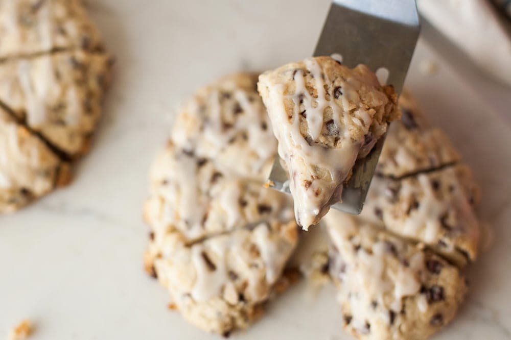 Toffee Chocolate Chip Scones ~ Make Your Own Tender, Sweet, Homemade Scones loaded with Chocolate Chips and Toffee at Home! Perfect for Breakfast, Brunch, or Any Occasion!