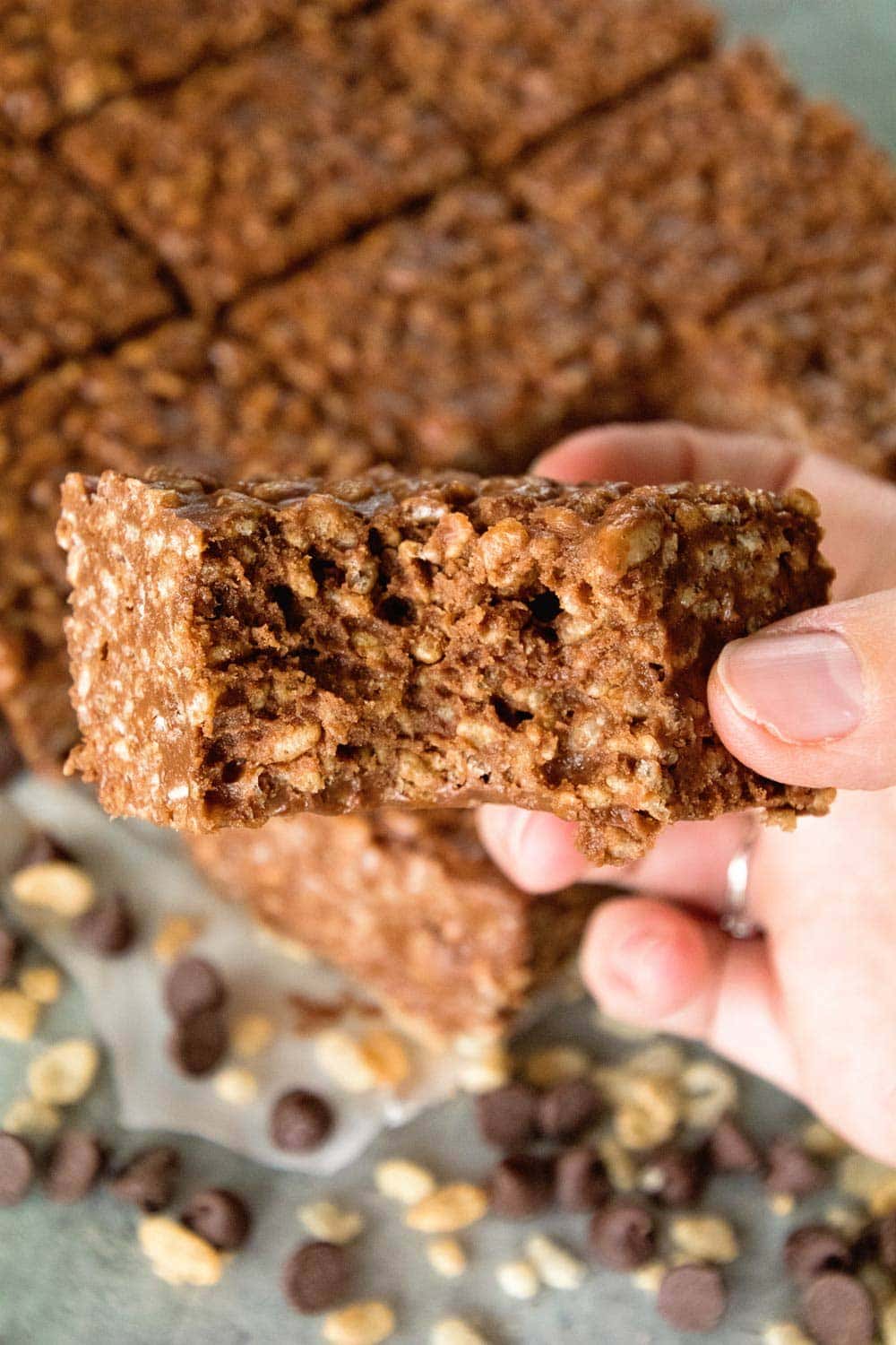 No Bake Bars with Chocolate, Peanut Butter, Rice Krispies and Marshmallows