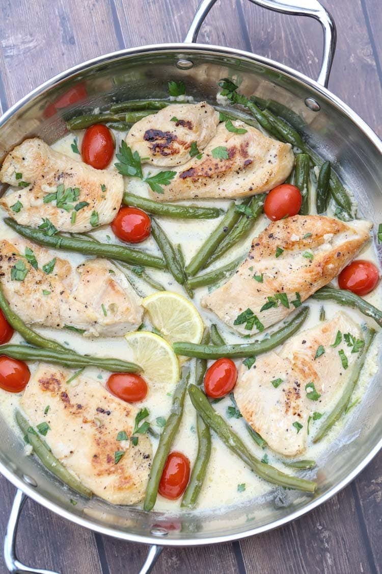 Chicken Skillet Recipe with Green Beans and Tomatoes