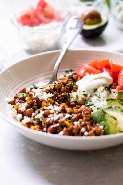 Easy ground turkey taco bowls