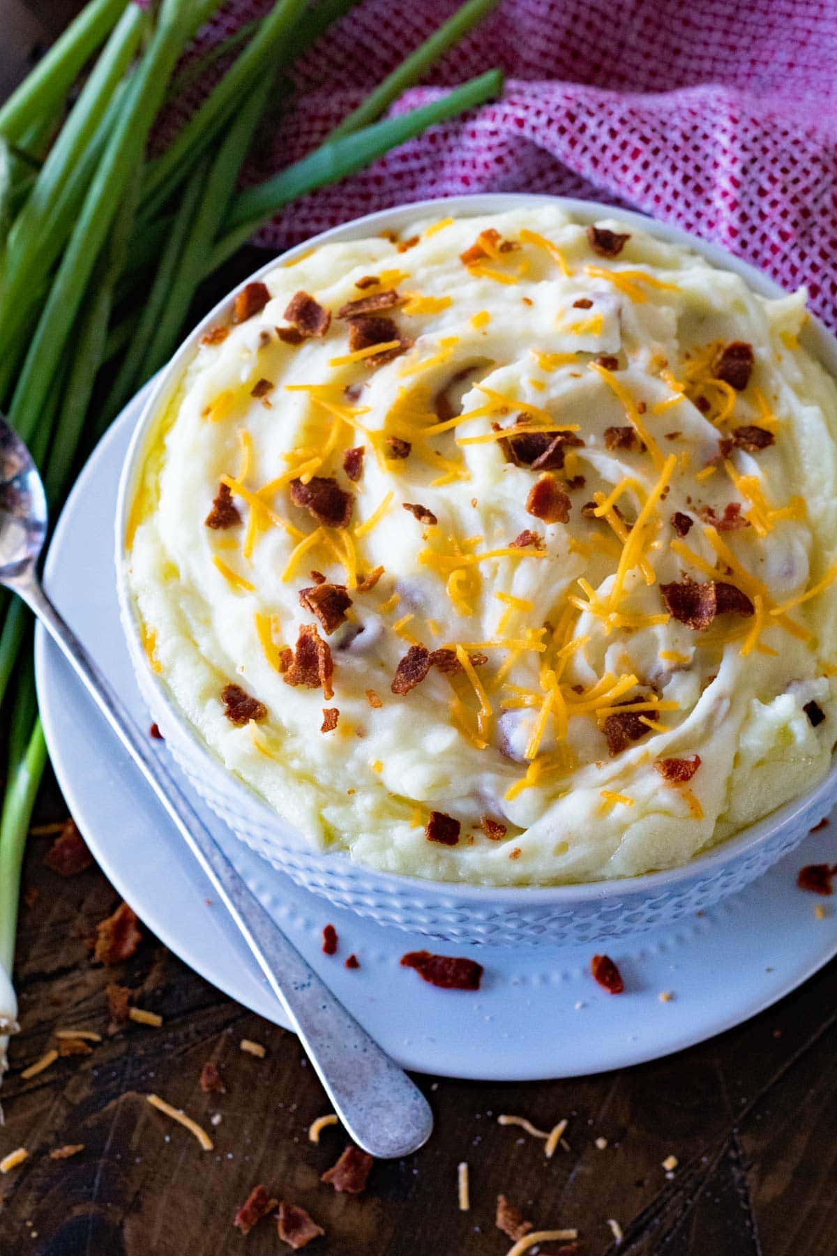 Easy Cheddar Bacon Mashed Potatoes made in your Pressure Cooker!