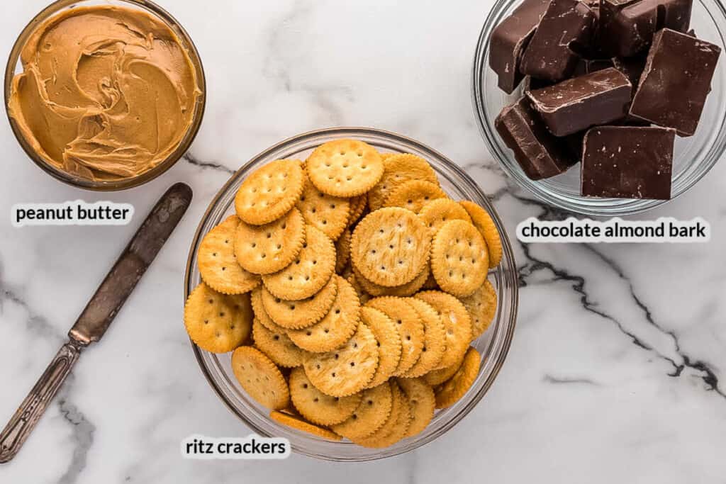 Overhead image of Peanut Butter Ritz Cookies Ingredients