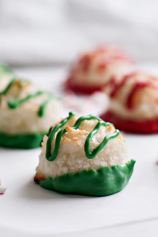 Peppermint Macaroons are a fun, festive treat that are perfect for cookie exchanges!