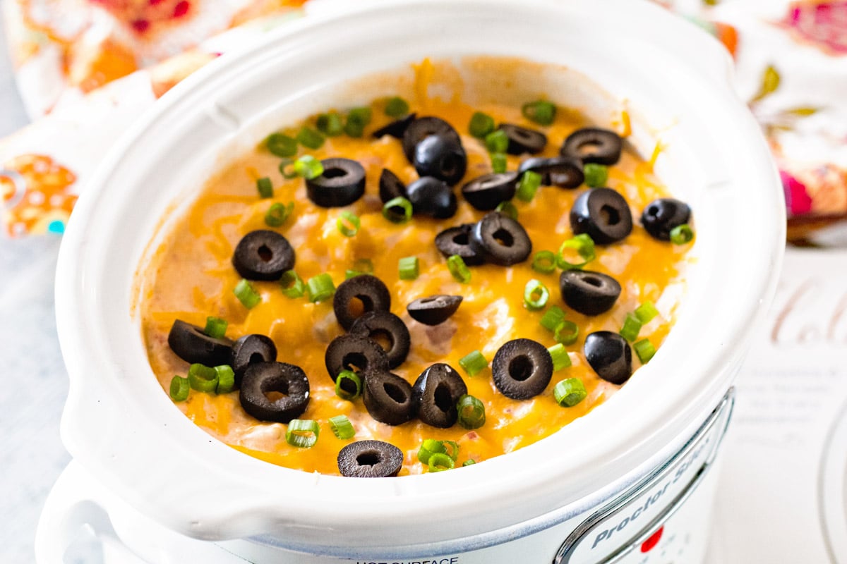 Easy Chicken Enchilada Dip made in your crock pot