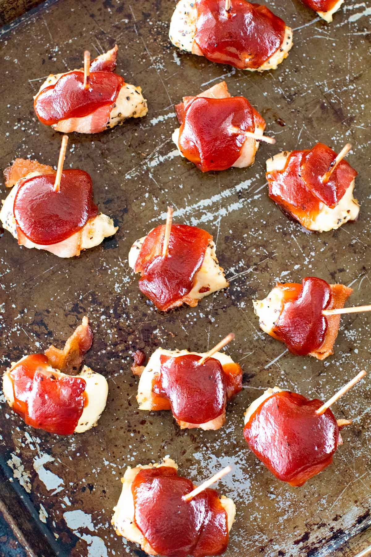 Three Ingredient Appetizer. BBQ Bacon Chicken Bites