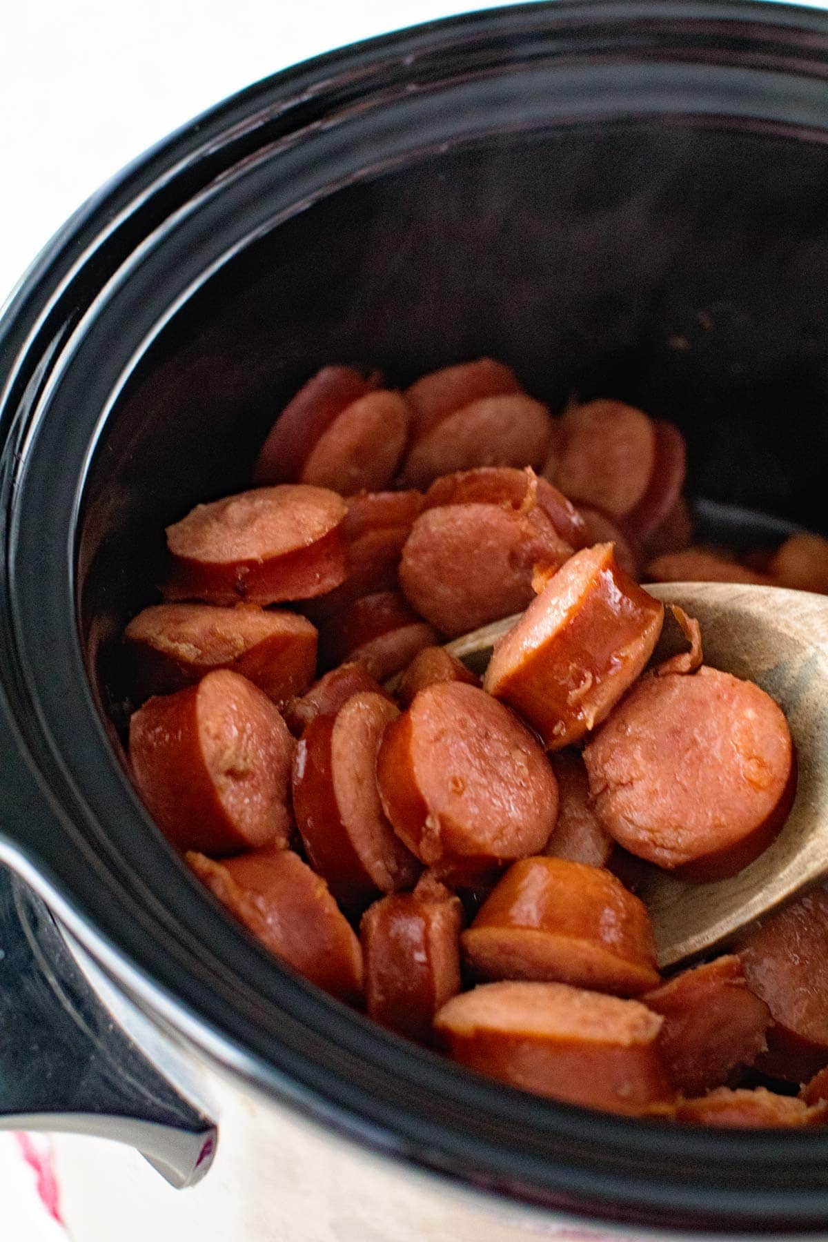 Crock Pot Glazed Kielbasa Bites - Julie's Eats & Treats