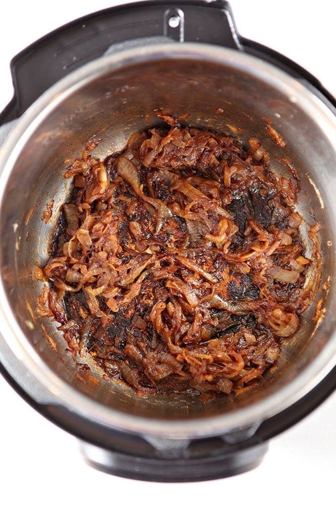 Caramelized Onions in the Instant Pot, ready to be added to the meatloaf