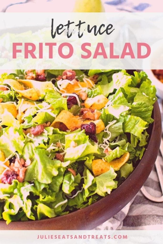 Lettuce frito salad in a brown bowl