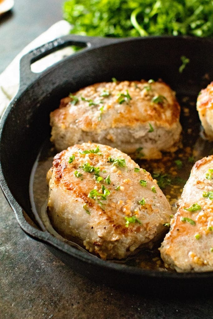 baked pork chops in cast iron skillet