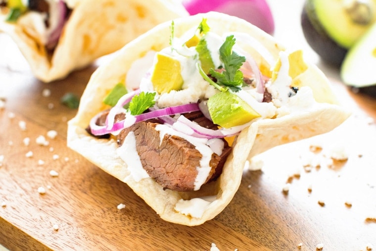 Chili Lime Flank Steak in Taco Bowl