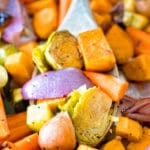 Easy Roasted Vegetables on Wooden Spoon