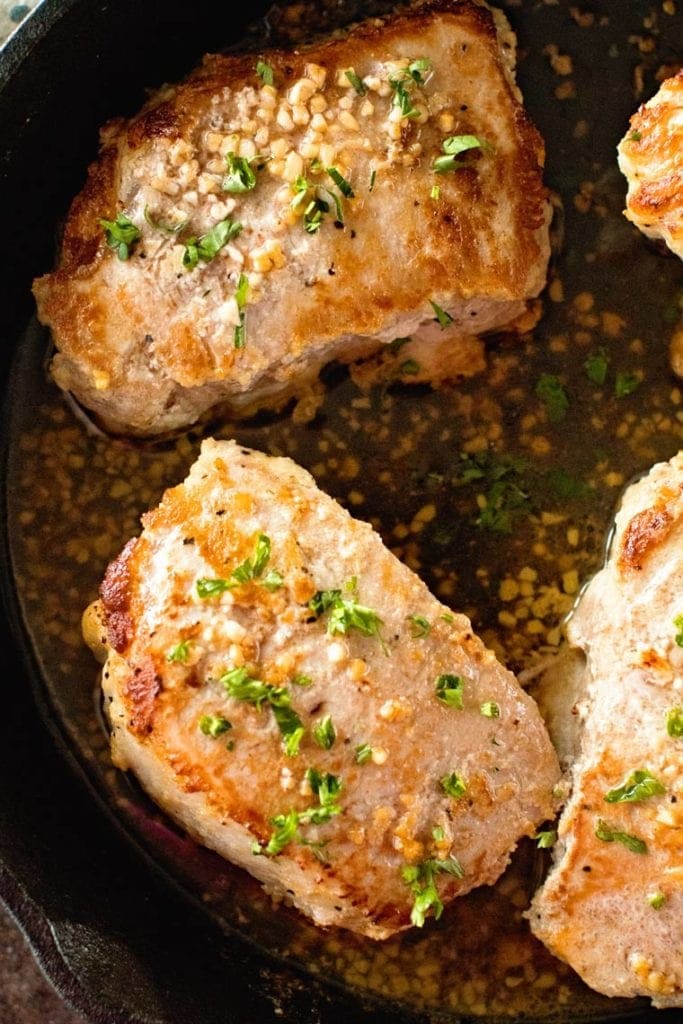 Baked Pork Chops in cast iron skillet