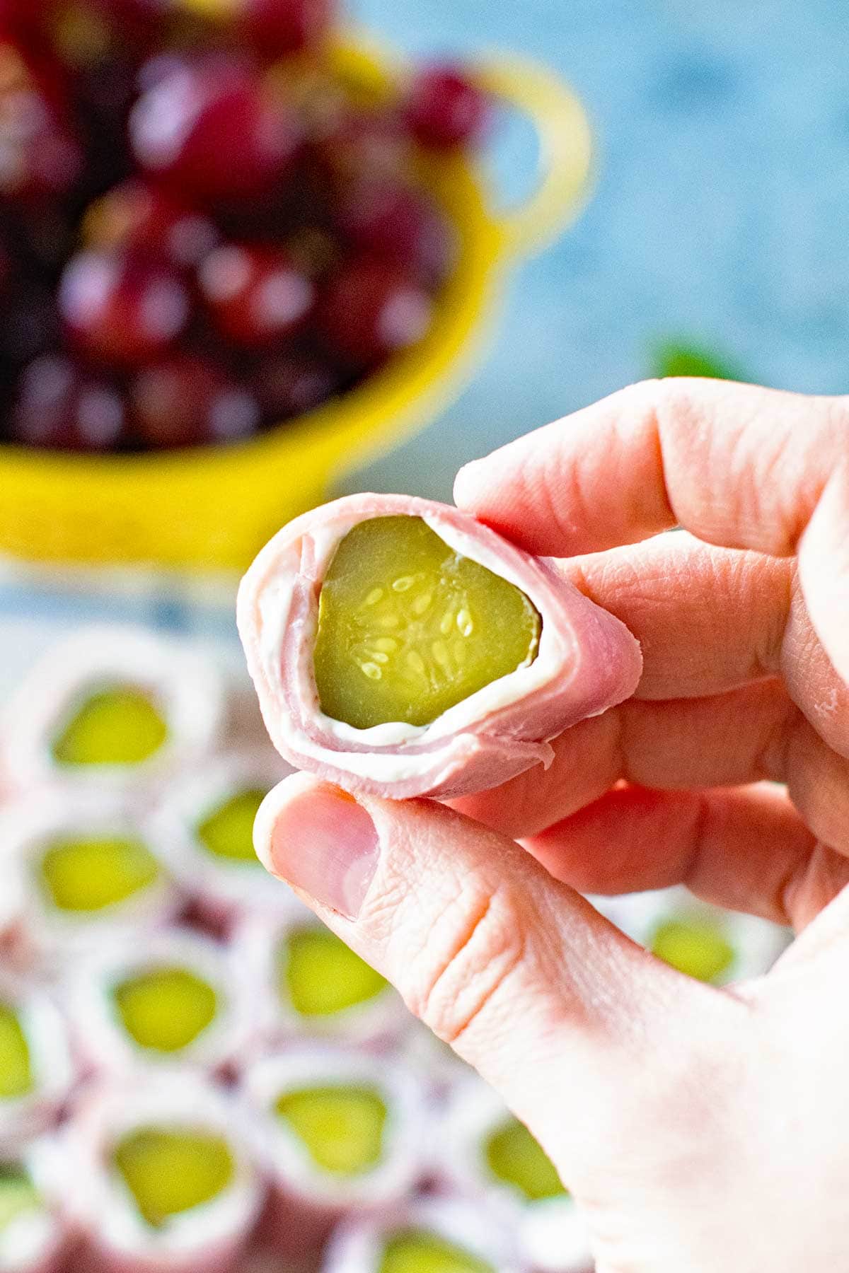 Cream Cheese Ham Pickle Roll Up Piece