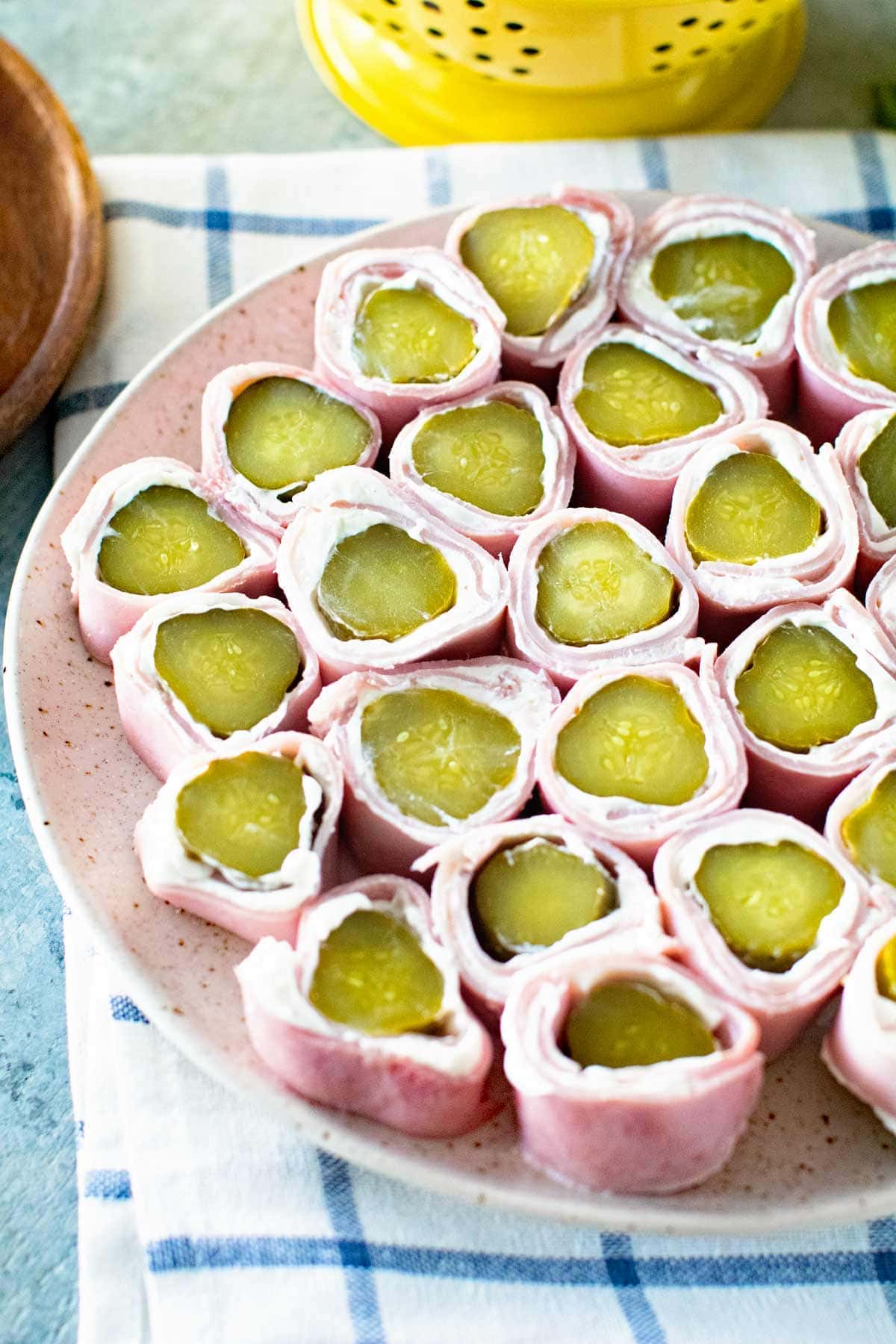 Ham Pickle Roll Ups on Platter
