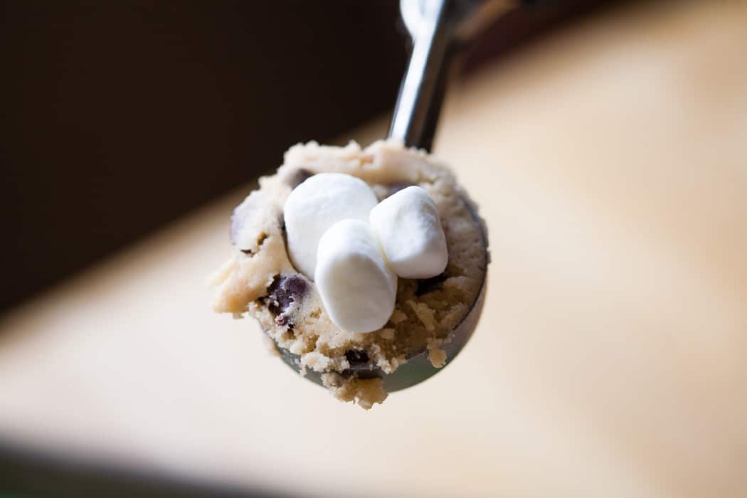 S'mores Cookie dough with marshmallows.