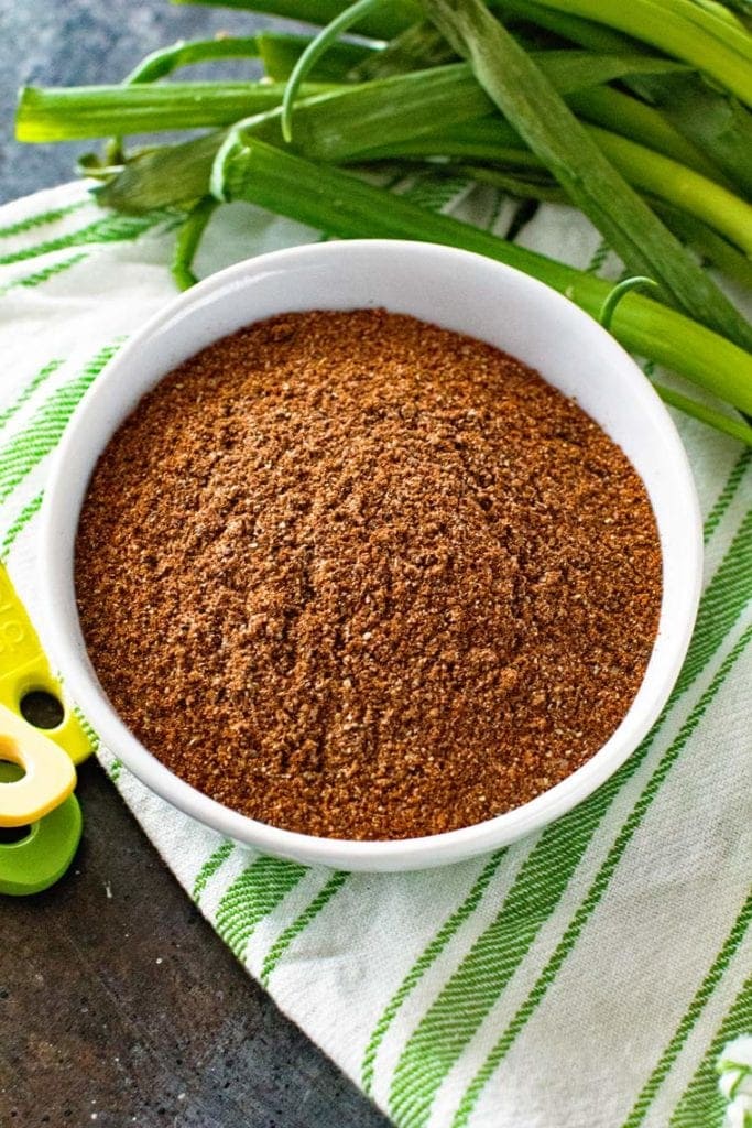 diy taco seasoning in white bowl