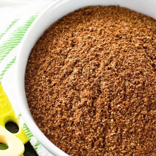 Taco seasoning in white bowl