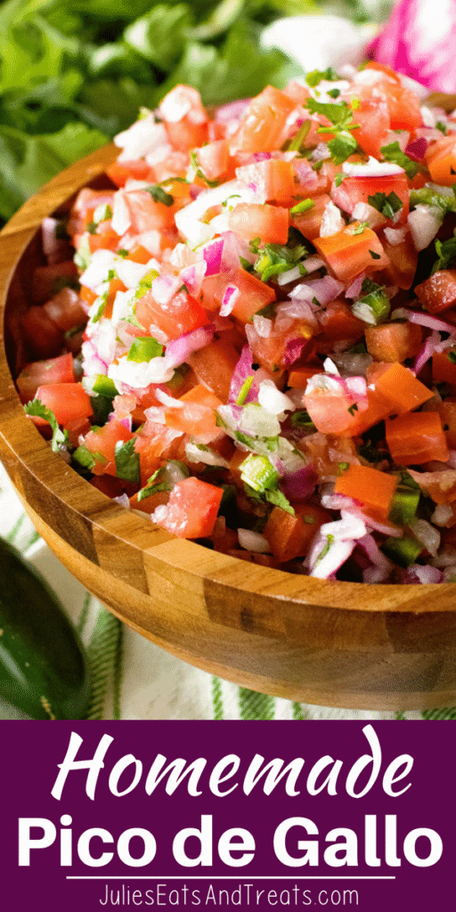 Pico de Gallo in a wood bowl