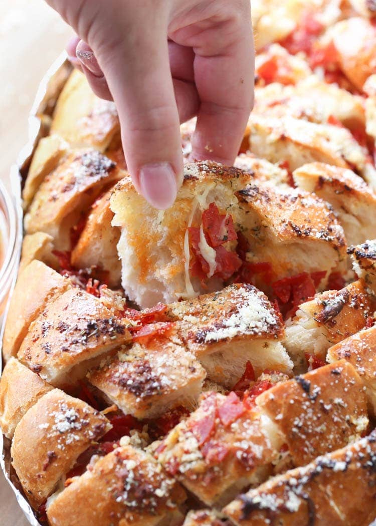 Pull Apart Pizza Bread Piece Pulled Out