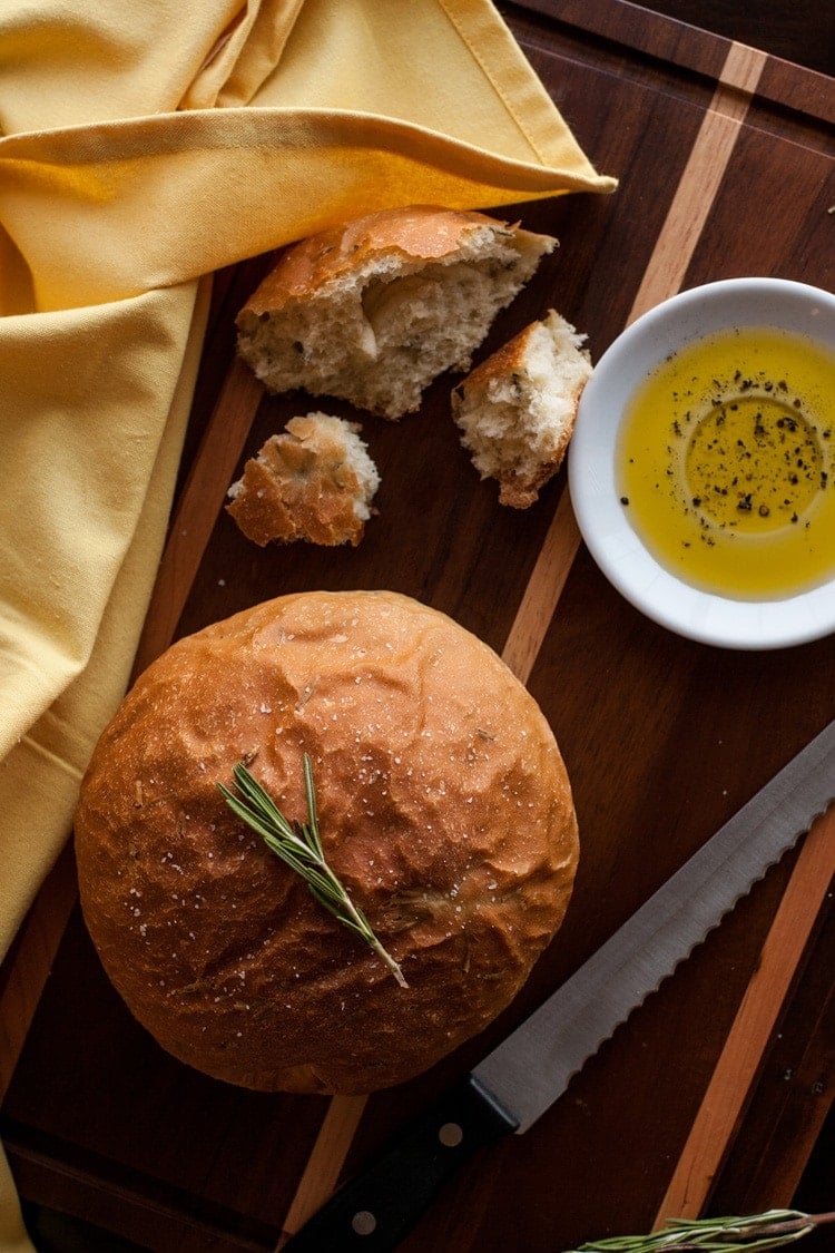 Macaroni Grill Rosemary Bread with fresh rosemary. 