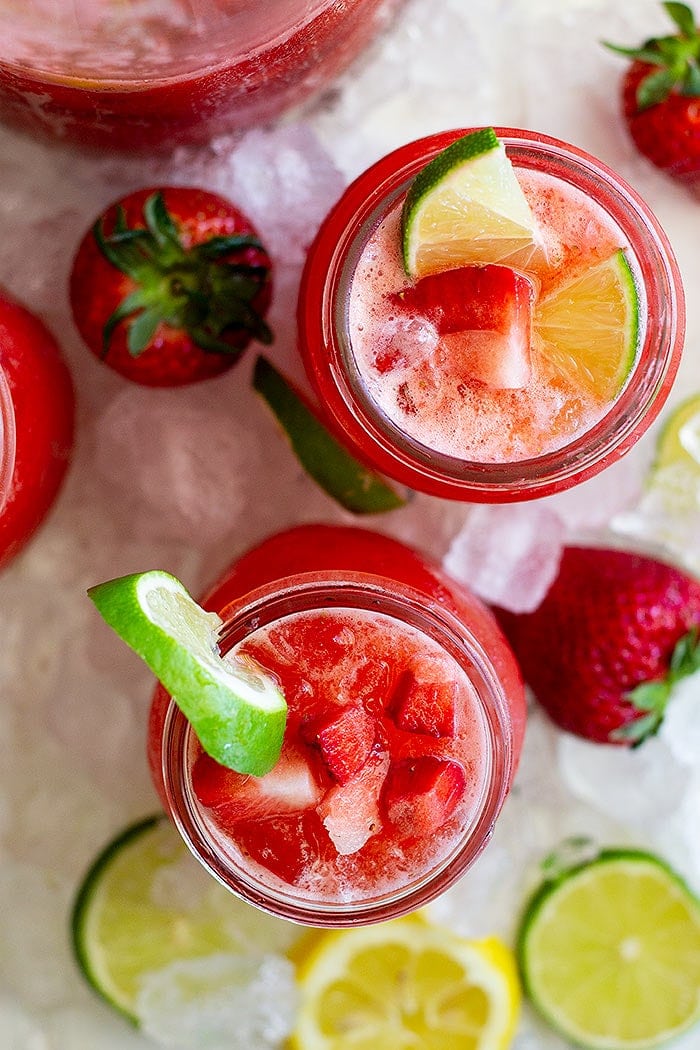 Lemonade Margarita with Strawberry and Lime