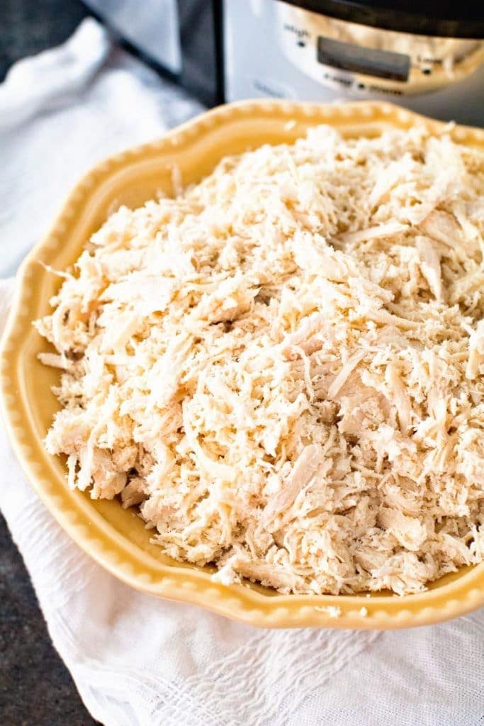 Bowl of shredded chicken