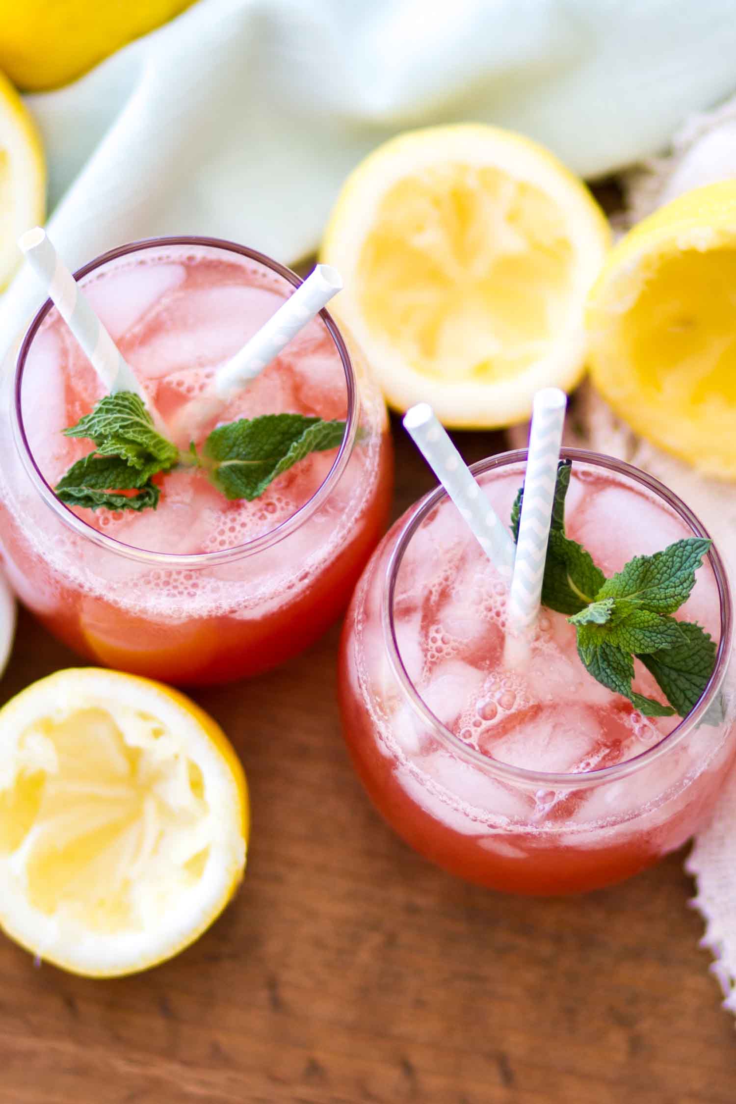 homemade summer drink in glass overhead 