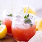 easy watermelon lemonade with mint in short glasses