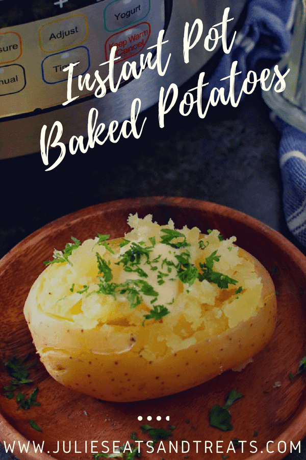 Instant Pot Baked Potato on a brown plate