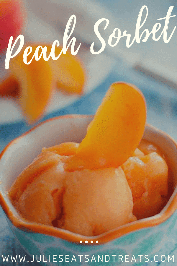 Peach Sorbet in a blue bowl